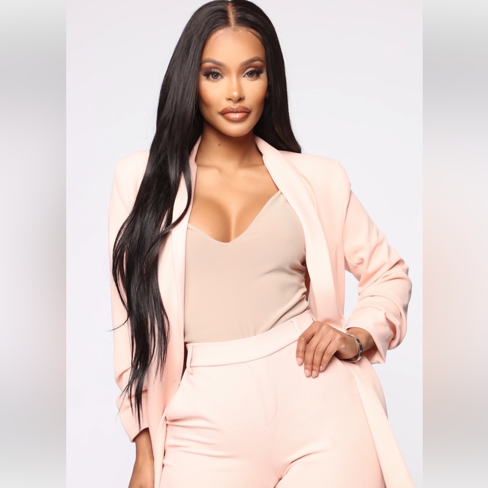 Fashion Nova The Celine Blazer Blush Pink jacket top size Small new dress up